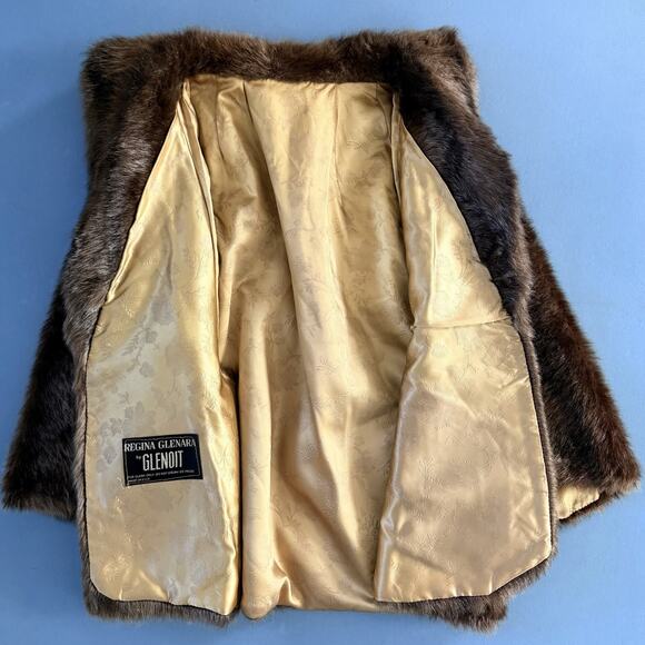 Vintage Regina Glenara by Glenoit Mink Fur Brown Stole Shawl Coat - Picture 4 of 5